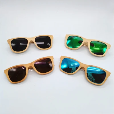 Lunettes de soleil en bambou en bois de verre de soleil élégant pour femmes/hommes