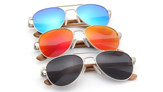 Répliques Designer Usine Mode Personnalisée OEM Logo Personnalisé Miroir Cadre En Métal 2023 Bambou Double Pont Pilote 2022 Sun Glsses Nuances Lunettes De Soleil En Bois Polarisées